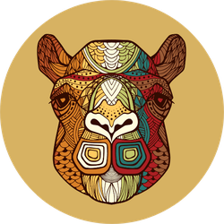 Camel's Head With A Ornate Ornament Yellow Sticker