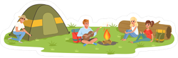 Camping Friends Sitting Near The Fire Sticker