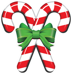 Candy Cane With Ribbon Sticker