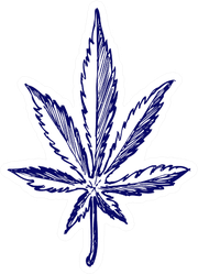 Cannabis Leaf Doodle Style In Navy Sticker