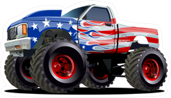 Cartoon American Monster Truck Sticker