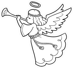 Cartoon Angel Line Art Sticker