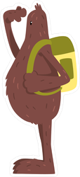 Cartoon Bigfoot With Backpack Sticker