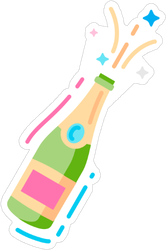 Cartoon Bottle Of Champagne Sticker