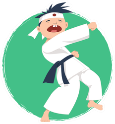 Cartoon Boy Doing Karate Sticker