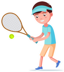 Cartoon Boy Playing Tennis Sticker
