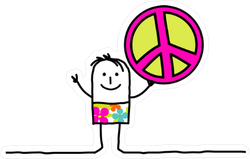 Cartoon Character Holding Peace Sign Sticker
