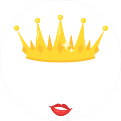 Cartoon Crown and Lips Circle Sticker