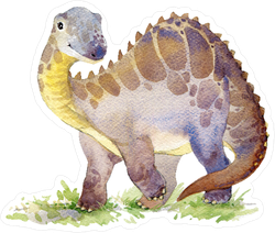 Cartoon Dinosaur Watercolor Illustration Sticker