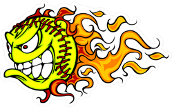 Cartoon Flaming Fast Pitch Angry Softball Sticker