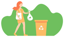 Cartoon Girl Recycling Sticker