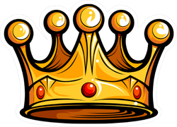 Cartoon Golden Crown with Red Gems Sticker