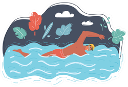 Cartoon Illustration Of Male Swimming Sticker