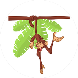 Cartoon Monkey Hanging From The Tree Sticker