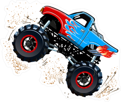 Cartoon Monster Truck in a Wheely Sticker