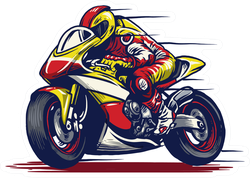 Cartoon Motorcycle Race Sticker