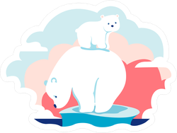 Cartoon Polar Bears on Ice Sticker