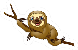 Cartoon Sloth On A Tree Branch Sticker