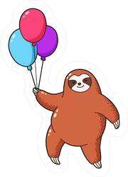 Cartoon Sloth With Balloons Sticker