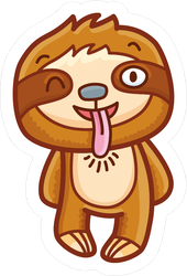 Cartoon Sloth With His Tongue Out Sticker