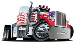 Cartoon USA Semi Truck Sticker