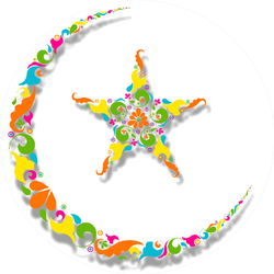 Beautiful Floral Moon With Star For Muslim Community Sticker