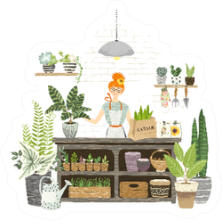 Charming Florist Shop Illustration Sticker