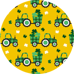 Checkered Tractor With A Trailer And Clover Leaves Pattern Sticker