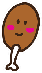Chicken Leg Illustration With Smile Sticker