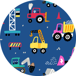Childish Seamless Pattern With Building Tractors Sticker