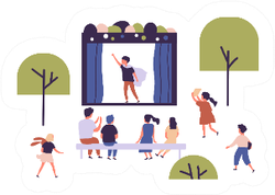 Children Street Amateur Theater Illustration Sticker