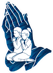 Christian Boy And Girl In Prayer Sticker