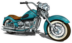 Classic Vintage Motorcycle In Blue Sticker