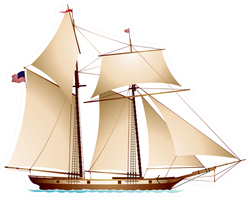 Coasting Schooner With US Flag Sticker