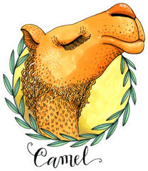 Colored Camel's Head In A Wreath Of Olive Leaves Sticker