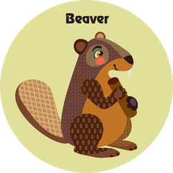 Colorful Decorative Beaver Sitting On Green Sticker