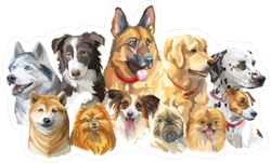 Colorful Portraits Of Dog Breeds Sticker