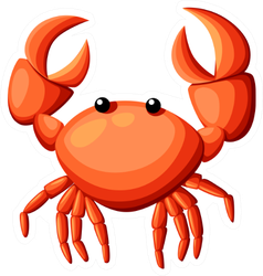 Colorful Red Crab Illustration Sticker