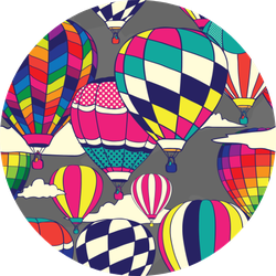 Colorful Retro Pop Hot Air Balloons Sticker