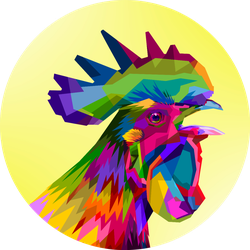 Colorful Rooster Chicken Head On Pop Art Sticker