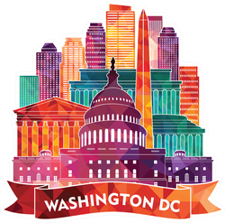 Colorful Washington DC Skyline Sticker