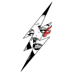 Comic Woman Crying In A Lightning Bolt Tattoo Sticker