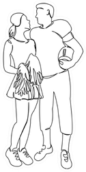 Continuous Line Art Cheerleader And Football Sticker