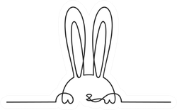 Continuous Line Drawing Of Easter Rabbit Sticker