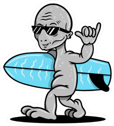 Cool Alien Surfer Sticker