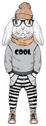 Cool Bunny Boy Hipster Sticker