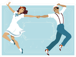 Couple Dressed In 1940s Fashion Dancing Theater Style Sticker
