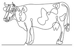 Cow One Line Drawing Sticker