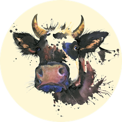 Cow Watercolor Illustration. Farm Animals. Sticker