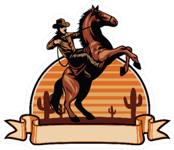 Cowboy on Horse Ribbon Sticker